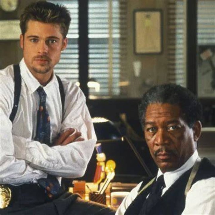 Brad Pitt and Morgan Freeman on the set of 'Se7en'