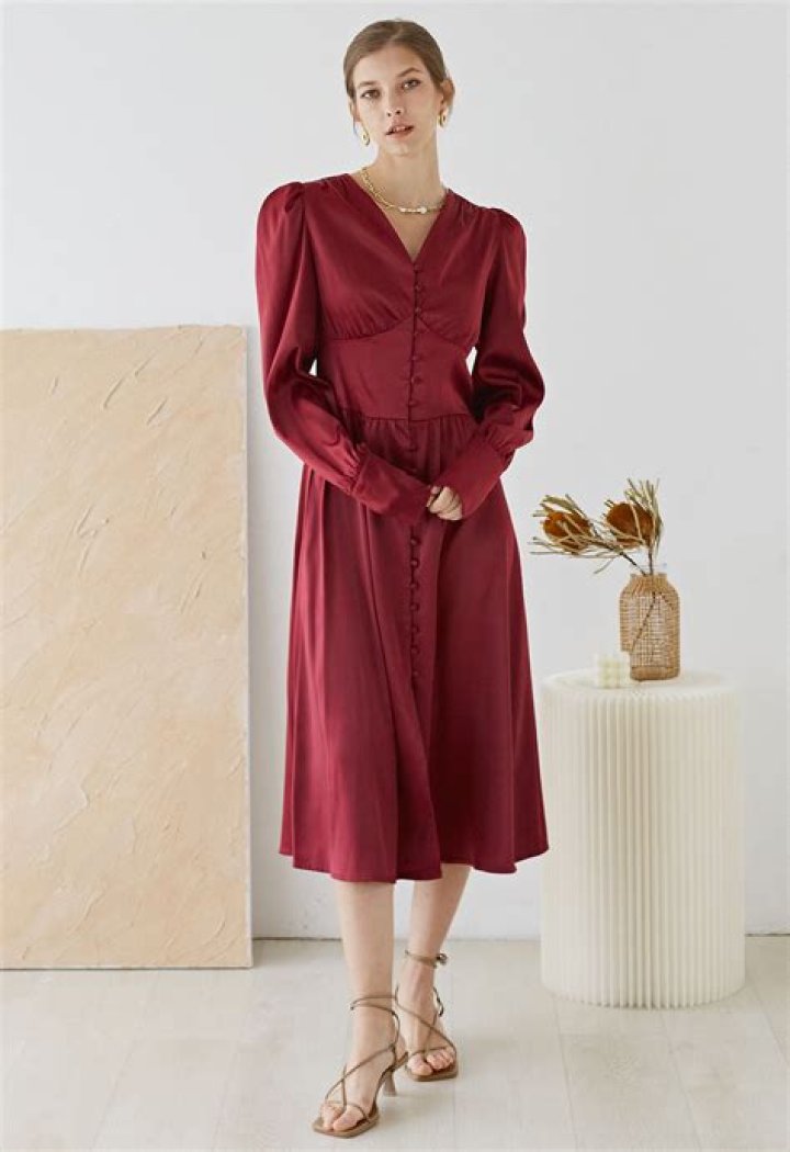 Button Up Satin Midi Dress Button Up Satin Midi Dress