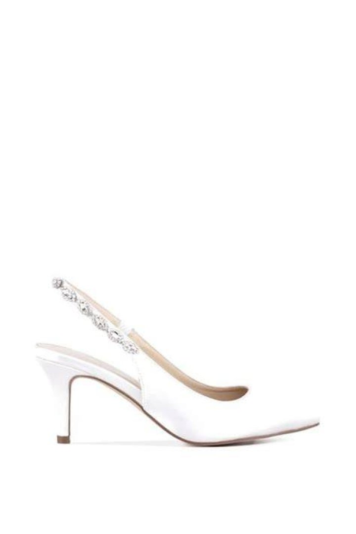 Clementine Satin Mid Heel Stiletto Slingbacks, Ivory Clementine Satin Mid Heel Stiletto Slingbacks, Ivory