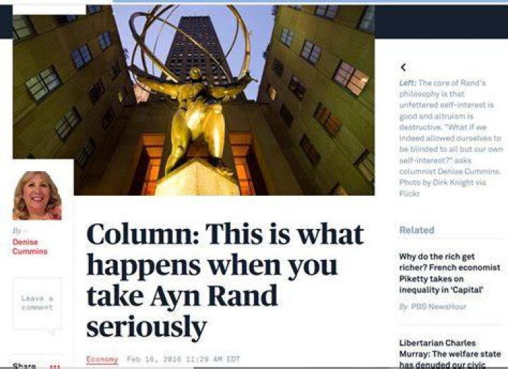 Column: This is what happens when you take Ayn Rand seriously