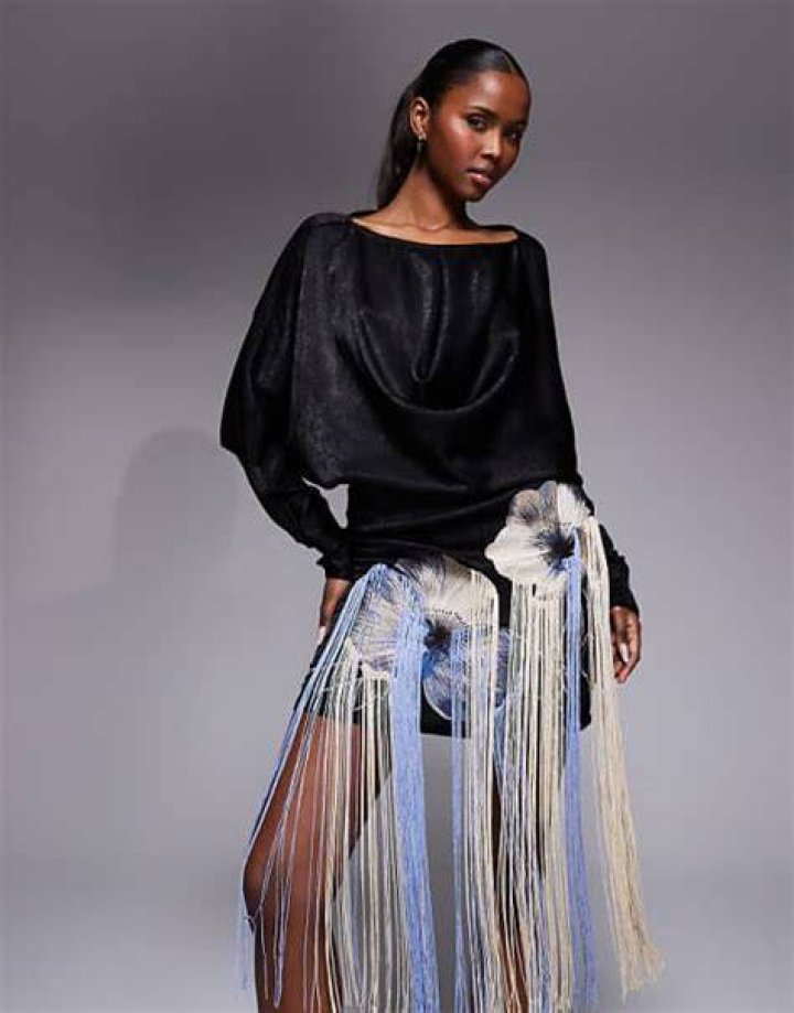 Embroidered Fringe Satin Mini Dress Embroidered Fringe Satin Mini Dress