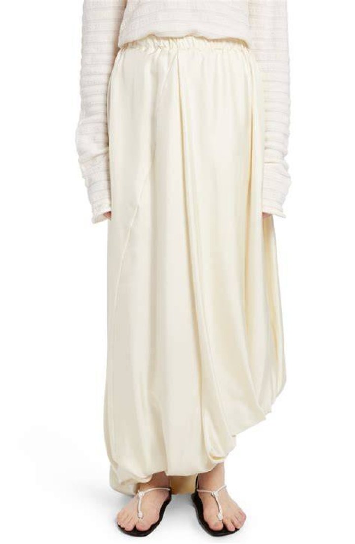 Hana Asymmetric Bubble Hem Silk Maxi Skirt Hana Asymmetric Bubble Hem Silk Maxi Skirt