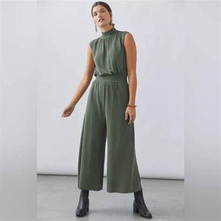 Olive Crepe Wide-Leg Jumpsuit Cloud Dancer Olive Crepe Wide-Leg Jumpsuit Cloud Dancer