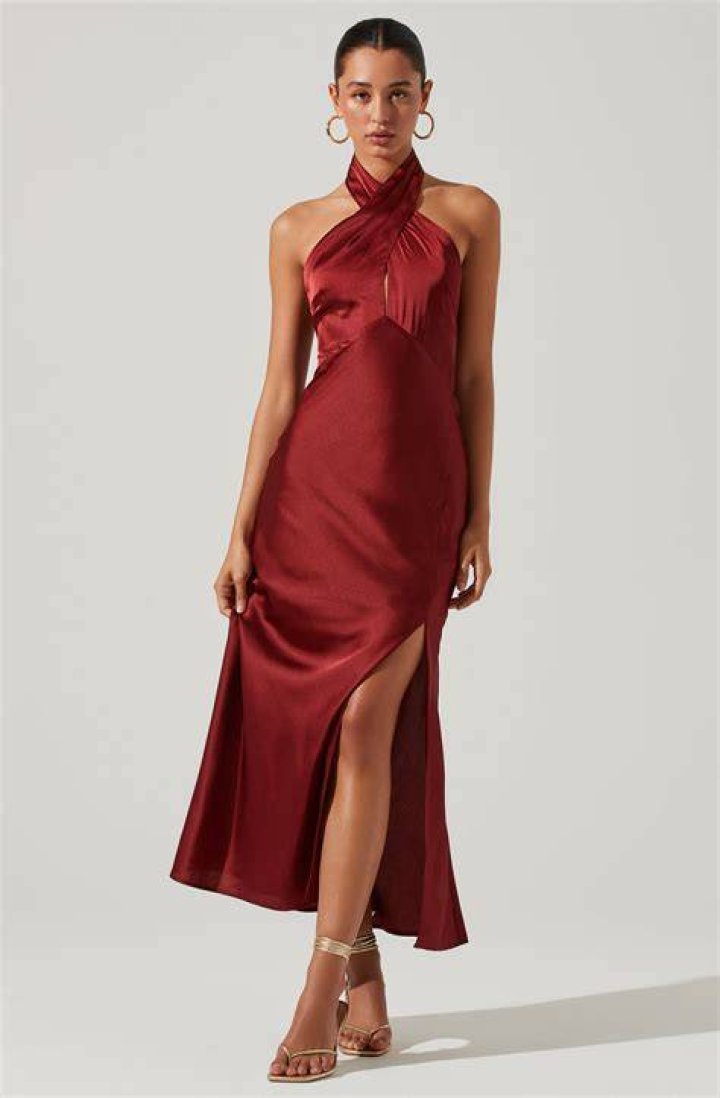 Satin Halter Neck Midi Dress Satin Halter Neck Midi Dress