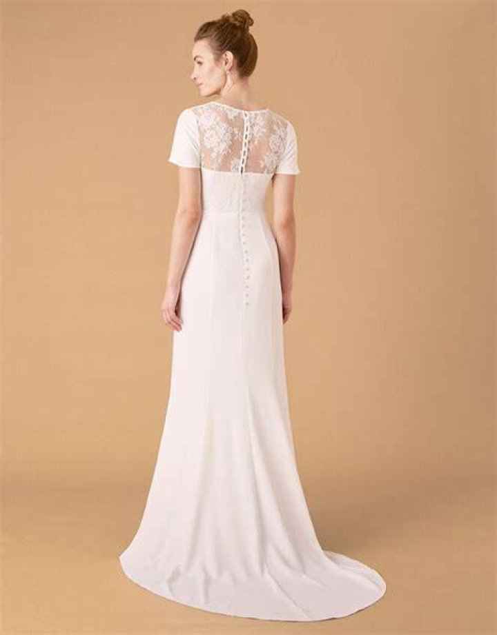 SHAUNA CREPE AND LACE BRIDAL DRESS IVORY SHAUNA CREPE AND LACE BRIDAL DRESS IVORY