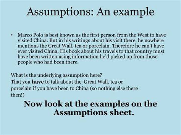 What is an unstated assumption example?